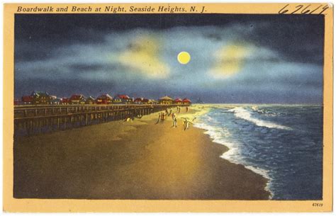 Boardwalk and beach at night, Seaside Heights, N. J. - Digital Commonwealth