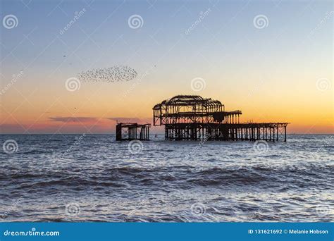 Sunset at Brighton Beach stock photo. Image of idyllic - 131621692