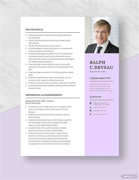 Deputy City Clerk Resume in Word, Pages - Download | Template.net