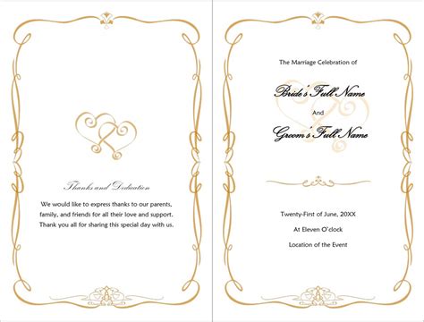 Free wedding program templates for word