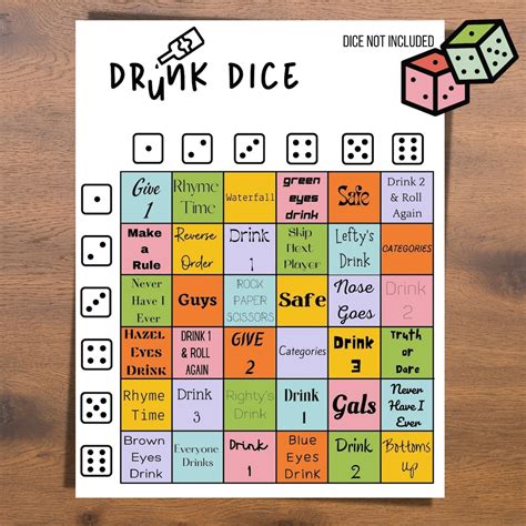 Drunk Dice Drinking Game Great for Pre-games, Parties, Bachelorette Parties Available as a ...