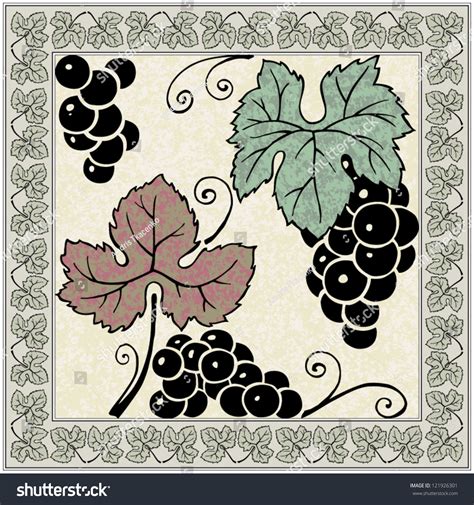 Illustration Grapes Leaves Border Design Elementgrapes Stock Vector ...