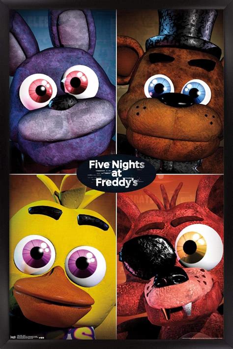 Trends International Five Nights at Freddy's - Quad Wall Poster, Black Framed Version, 22.375" x ...