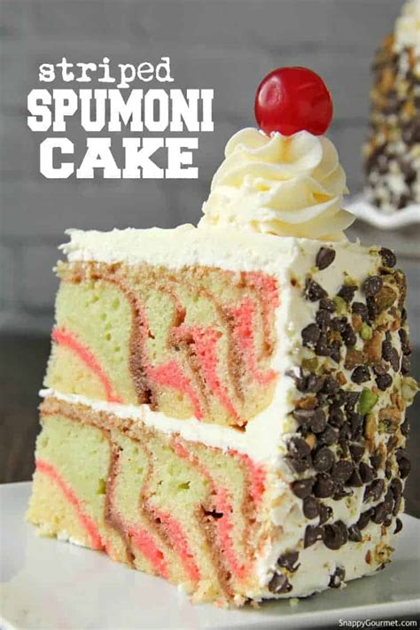 Spumoni Cake (colorful striped 2 layer cake!) - Snappy Gourmet