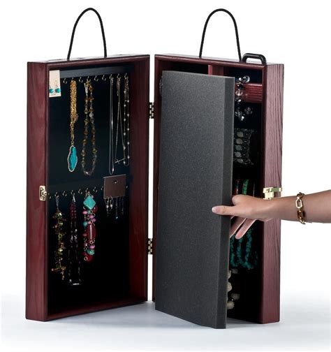 Portable Jewelry Case w/ 30 Hooks, 30 Pegs & 24 Ring Slots, Velvet ...