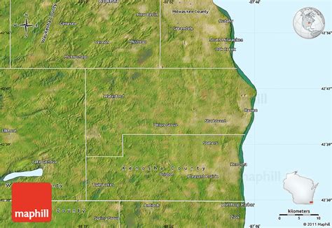 Satellite Map of Racine County