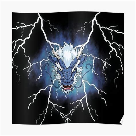 "Lightning Blue Dragon" Poster for Sale by FlyPopArt | Redbubble