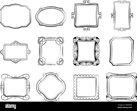 Vintage doodle picture frames, hand drawn photoframes vector set. Frame ...