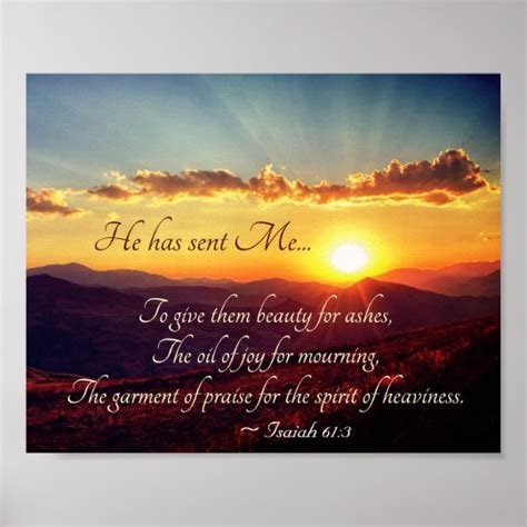 Isaiah 61:3 The Garment of Praise, Bible Verse Poster | Zazzle.ca