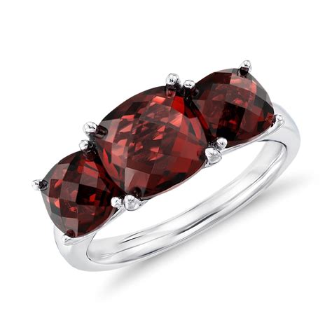 Garnet Three Stone Cocktail Ring in Sterling Silver | Blue Nile