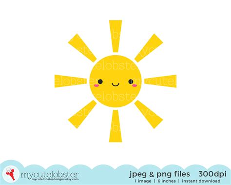 Happy Sun Single Clipart Sun Clipart Sunshine Clipart Cute Etsy | Sexiz Pix