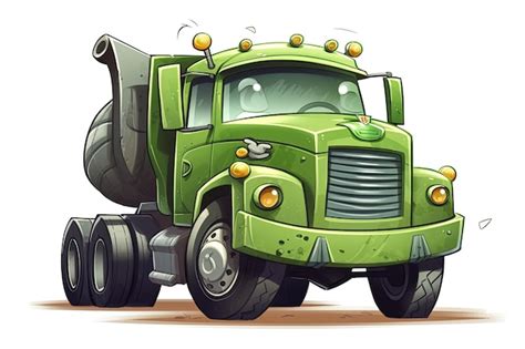 Premium Photo | Cartoonstyle green dump truck with oversized tires ...