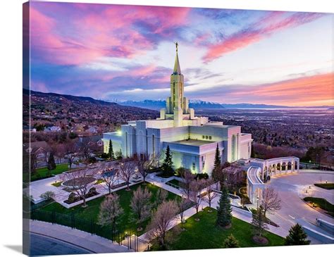 Bountiful Utah Temple, Sunset Across the Valley, Bountiful, Utah Wall Art, Canvas Prints, Framed ...