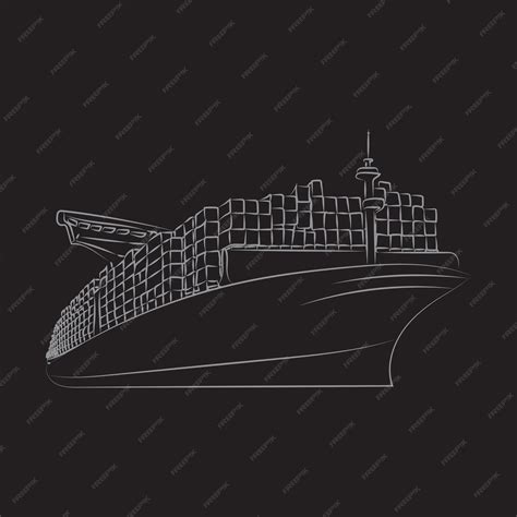 Premium Vector | Cargo ship with outline style for your design