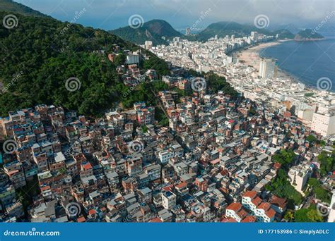 Aerial, Panoramic View of Rio De Janeiro Favelas and Copacabana in Brazil Stock Photo - Image of ...