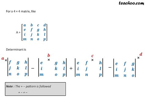 Finding Determinant of a 2x2, 3x3,4x4 Matrix - with Examples - Teachoo