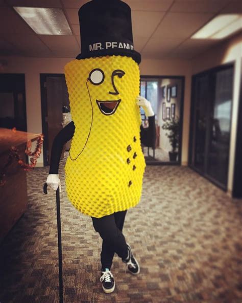 Homemade Mr. Peanut Halloween costume, made mostly out of out of egg crate foam mattres ...