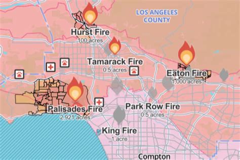 Los Angeles Wildfires in Map - Guide of the World