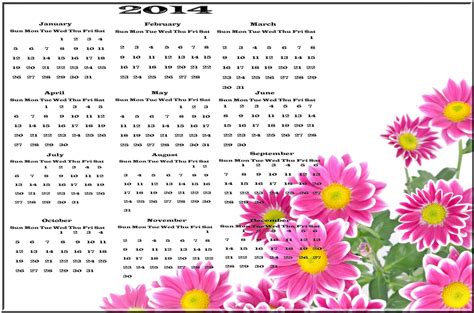 Calendar 2014 - Flowers Free Stock Photo - Public Domain Pictures