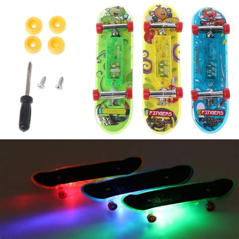 Top Quality 2pcs LED Mini Skateboard Finger Board Tech Deck Kids Toy ...