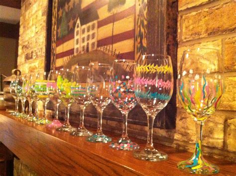 A view of our hand painted wine glasses ... Gifts to our guests at a ...