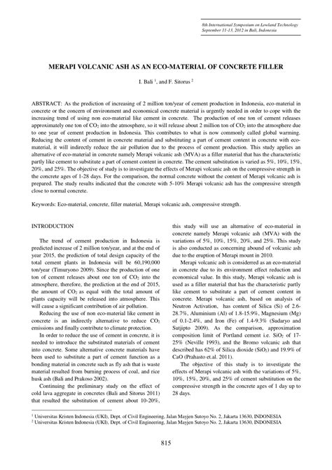 (PDF) MERAPI VOLCANIC ASH AS AN ECO-MATERIAL OF CONCRETE FILLER