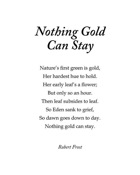 Nothing Gold Can Stay - Robert Frost Poem - Typography Print Digital ...