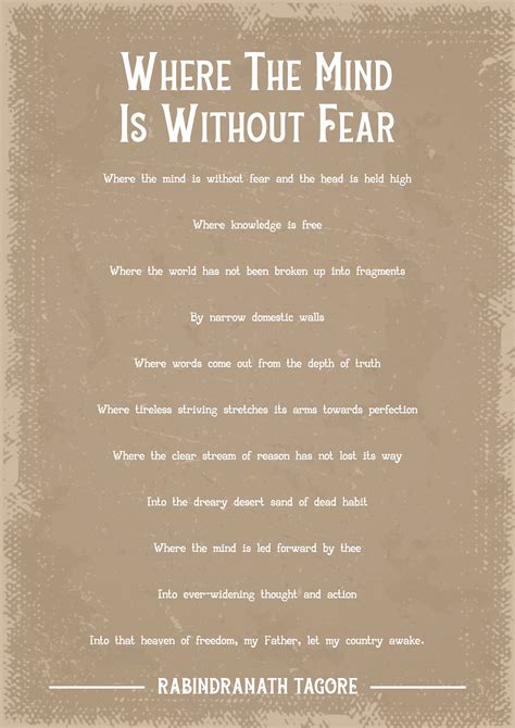 Buy Rabindranath Tagore Where the Mind is Without Fear Poem Art Online ...