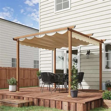 3x3M Pergola With Retractable Roof Khaki | Shop Now