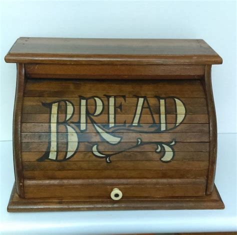 Vintage Wooden Bread Box Distreased Wood Roll Top Bread Box - Etsy