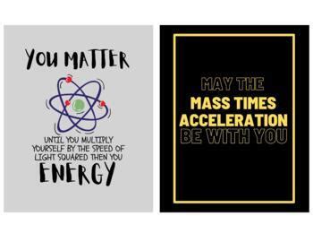 Physics Puns Posters (set of 8), Science Classroom Decor, Funny Science Jokes