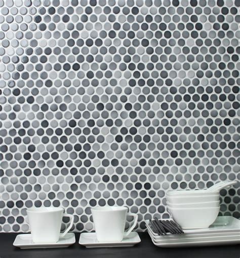 Value Series 0.8" Penny Round Porcelain Mosaic Tile in Glossy Shades of ...