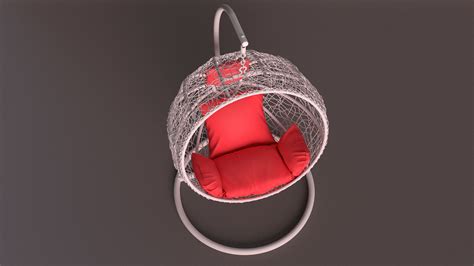 Swing Ball Eliott Wicker Chair with Stand White 3D Model $24 - .3ds .blend .c4d .fbx .max .ma ...
