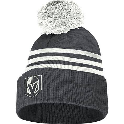 Men's Vegas Golden Knights adidas Gray 3-Stripe Cuffed Pom - Knit Hat