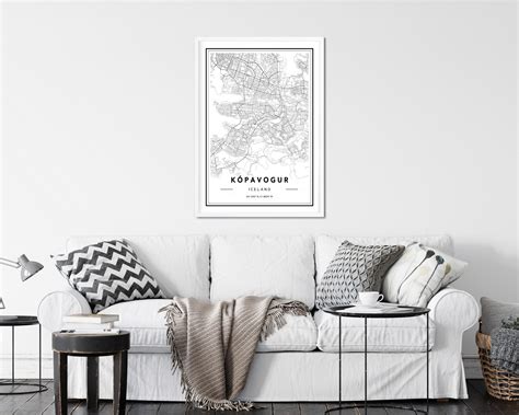 Kopavogur Iceland Map Print Custom Map Print Map Of | Etsy