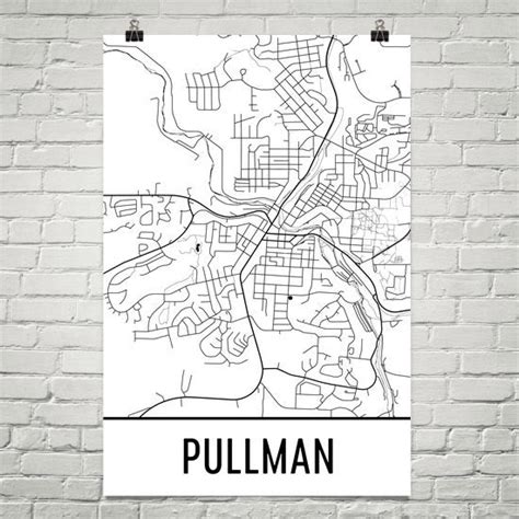 Pullman WA Street Map Poster - Wall Print by Modern Map Art