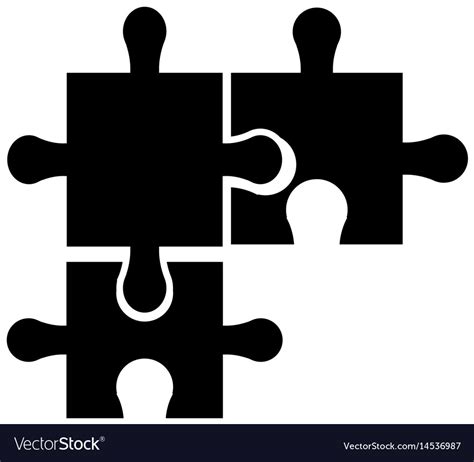 Puzzle pieces object shape work silhouette Vector Image