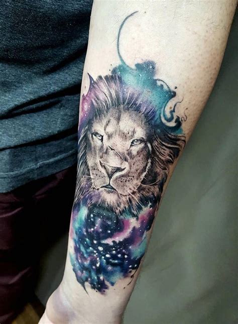 watercolor lion tattoo with galaxy touches © João Chacal Tattoo Artist 🐵 🐵 🐵 | Lion tattoo ...