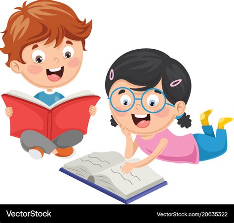 Kids reading book Royalty Free Vector Image - VectorStock