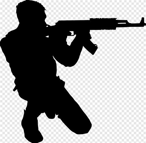 Silhouette Firearm Soldier, Soldier, people, machine Gun png | PNGEgg