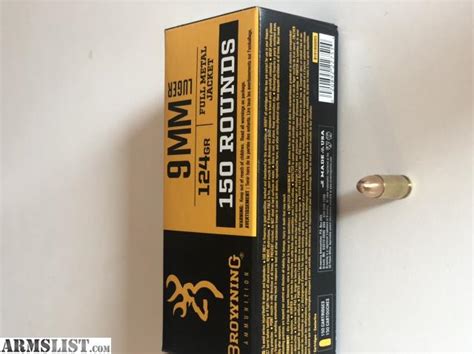 ARMSLIST - For Sale: 450 rounds of 124 grains Browning 9mm ammo