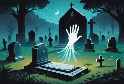 Premium AI Image | A ghostly hand reaching out from behind a gravestone