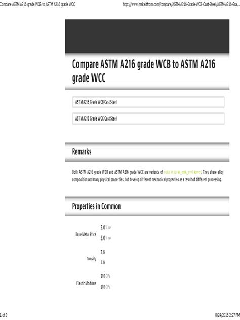 Compare ASTM A216 Grade WCB To ASTM A216 Grade WCC | PDF