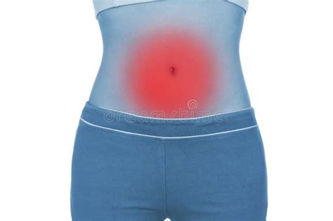 Sore Belly, Shown Red, Keep Handed Stock Photo - Image of nausea, chronic: 36852570