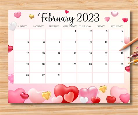 Buy EDITABLE February 2023 Calendar Happy Valentine With Sweet Online in India - Etsy