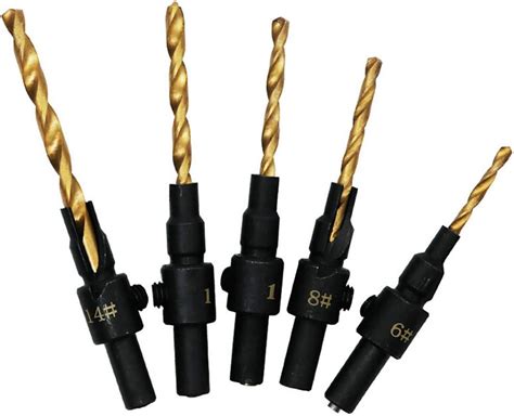 Auied 5Pcs Countersink Drill Woodworking Drill Bit Set Drilling Pilot Holes 5-Piece Counterbore ...