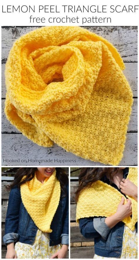 Lemon Peel Triangle Scarf Crochet Pattern | Crochet triangle scarf ...