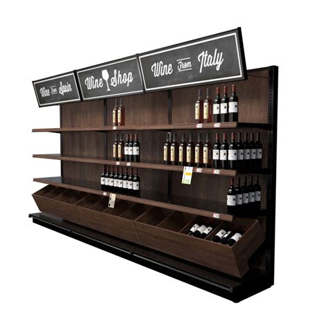 Liquor Store Wooden Wine Wall Display With 15 Shelves & Bins | DGS Retail