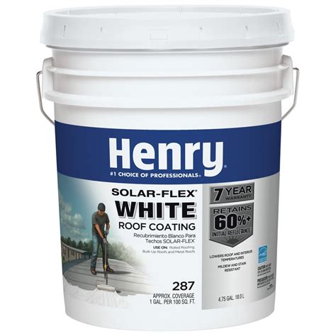 Henry Company Solar-Flex 4.75-Gallon Elastomeric Reflective Roof Coating (7-Year Limited ...