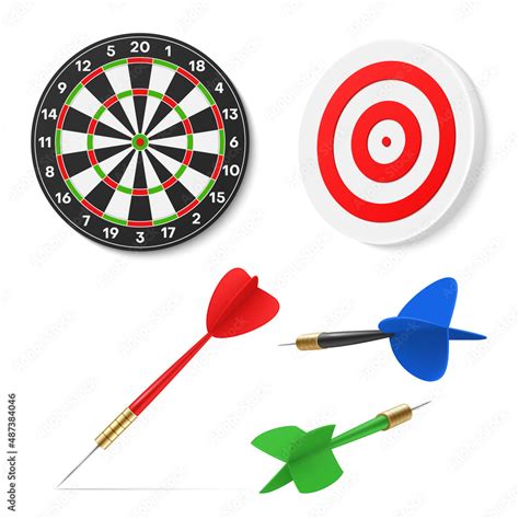 Realistic darts equipment collection vector illustration. Set of dart ...